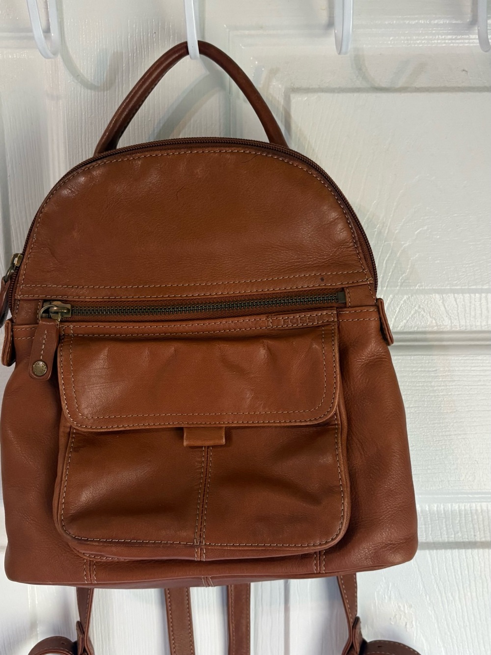Fossil Tan Leather Mini Shoulder Backpack